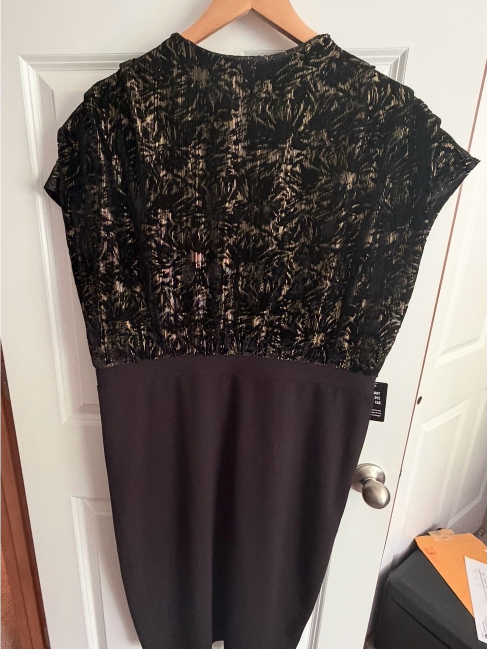 Express Black and Gold Midi Cocktail Dress NWT